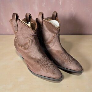 Max Mara MaxMara Ponyhair Western Ankle Boots Brown EU 37 US 7 New